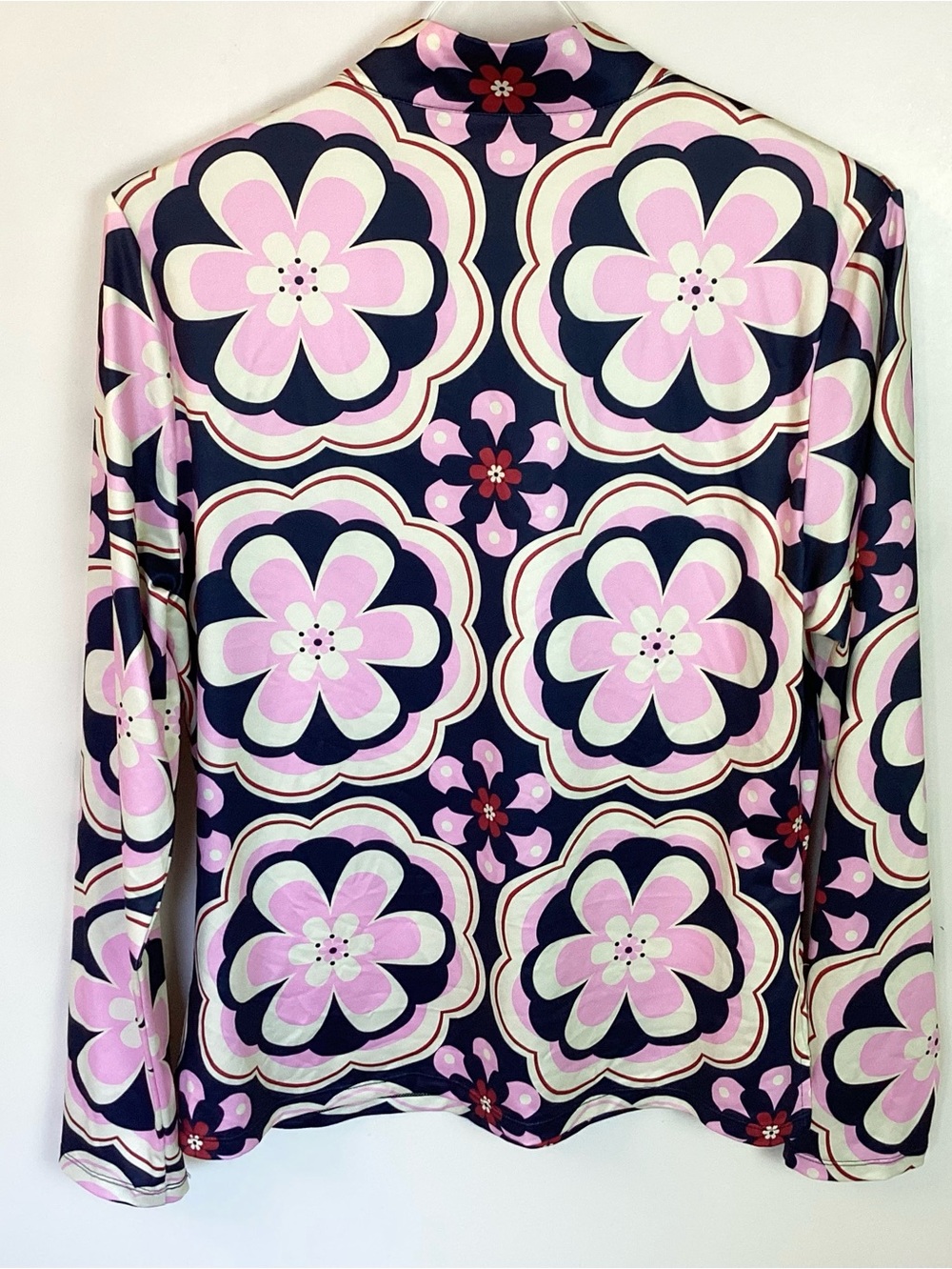 NWOT Acegolfs Botanical Energy Floral 1/4 Zip Golf Pullover - Navy/Pink - L - Picture 6 of 8